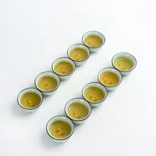 10pcsChina Longquan Celadon керамическая чашка чайный набор чайная чаша ледяная треснутая глазурь Золотая рыбка чайный набор кунг-фу аксессуары для питьевой чашки