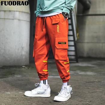 

FUODRAO Cargo Pants Men 100% Cotton Joggers Pants Men Hip Hop Pockets Harem Pants Harajuku Streetwear Casual Pants K220