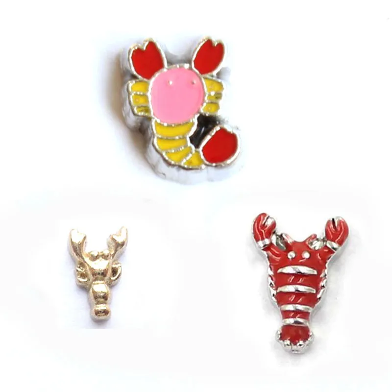 

20pcs/lot 2016 New Arrival DIY Fashion Alloy Enamel Lobster Charms For Floating Living Memory Locket