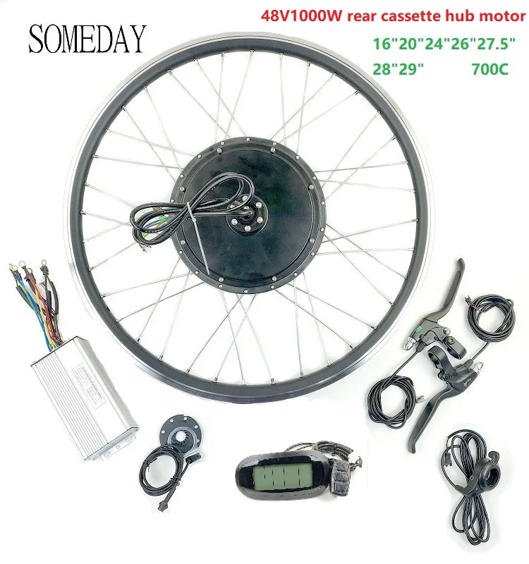 

SOMEDAY 48V1000W Electric Bicycle conversion kit EBIKE Rear Cassette BLDC Hub Motor with LCD6 display