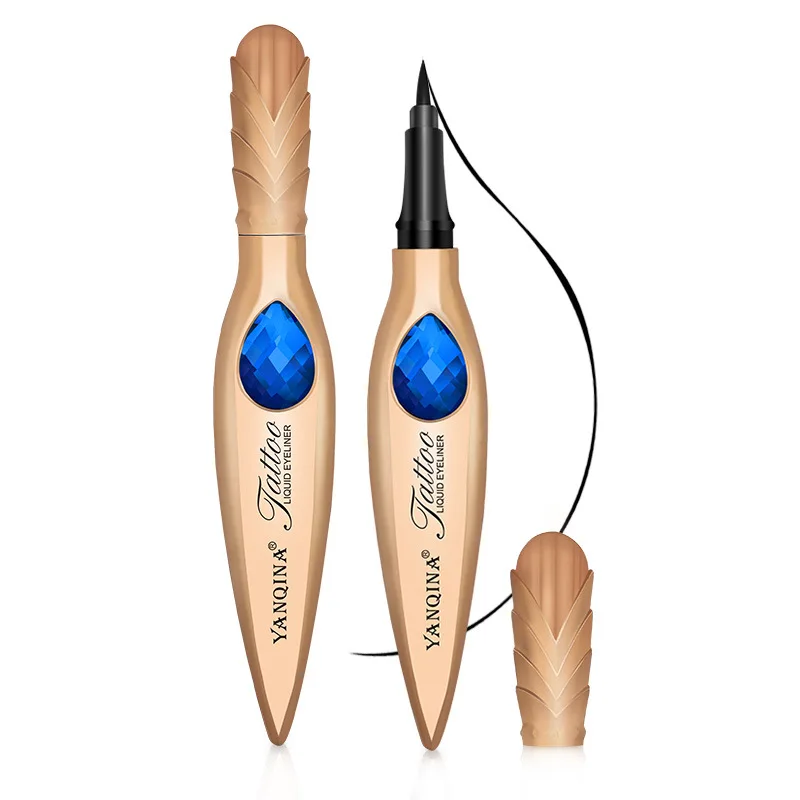 

Blue Diamond Feather Waterproof Quick-drying Eyeliner Pen Makeup Beauty Black Eyeliner Lasting Tattoo Gel Cosmetics