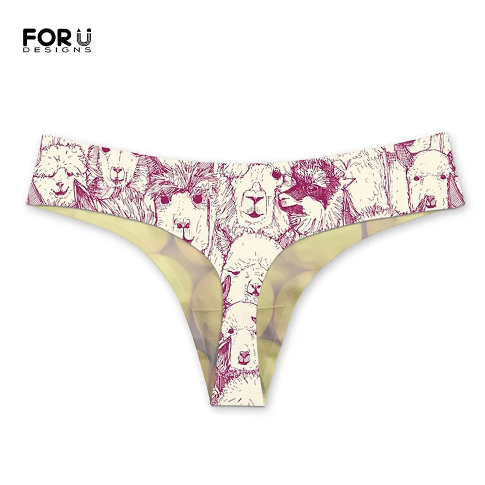 FORUDESIGNS/Alpacas, вишневый жемчуг, цветные принты, Женские сексуальные стринги, повседневное нижнее белье, бесшовные, бесследные, ультра тонкие стринги, женские
