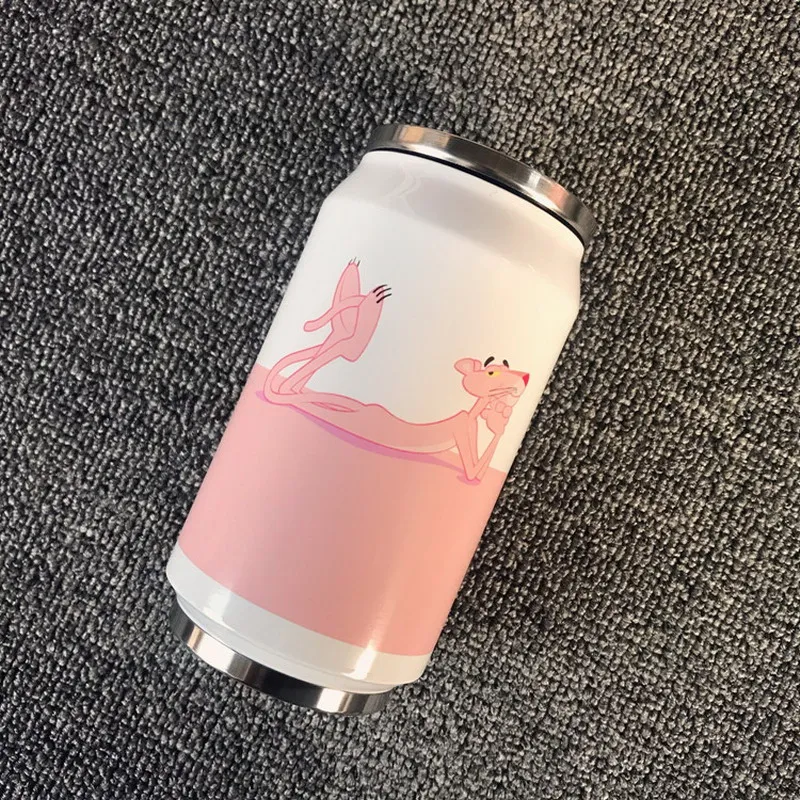 300ml Cute Funny With Straw Coffee Mug Vacuum Cup Thermos Stainless Steel Tumbler Thermocup Travel Drink Bottle Beverage Can