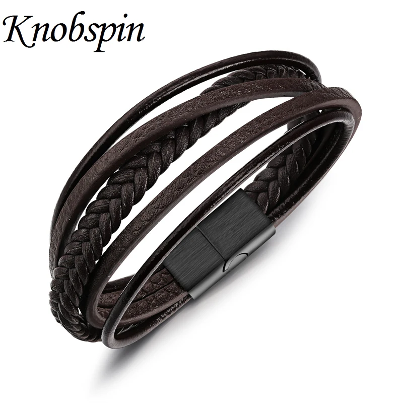 

FASHION Jewelry Men Bracelet Leather Large Black buckle Jewelry Weave Bracelets & Bangles for men Brown arm bangle