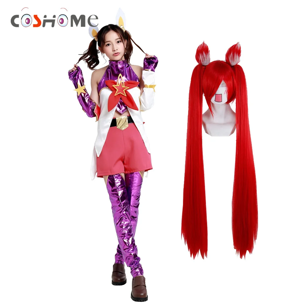 Coshome LOL Jinx Косплей костюмы Красный парики для женщин волшебная девушка T + пояс