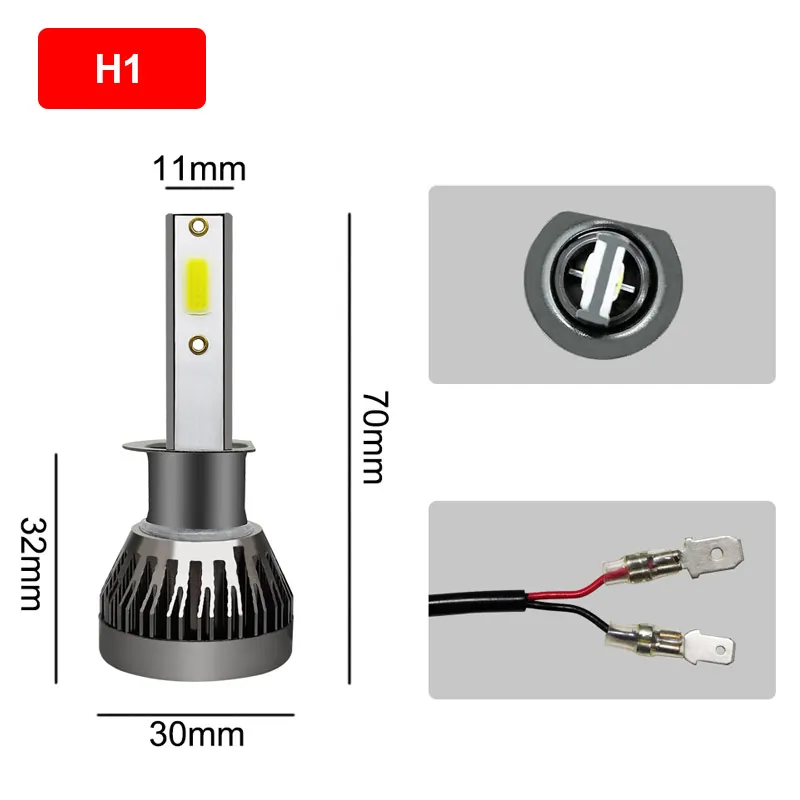 2 шт. H4 H7 светодиодный автомобилей головной светильник мини-лампа H1 H11 комплект фар 9005 HB3 9006 HB4 9012 6000 К туман светильник лампы 12V светодиодный лампы 36 Вт 8000LM