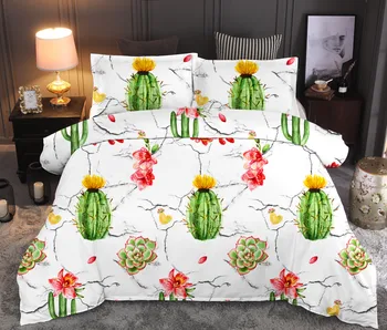 

Tropical Plant Bedding Set Cactus Printed Duvet Cover Sets Queen King Quilt Cover Bed Linen