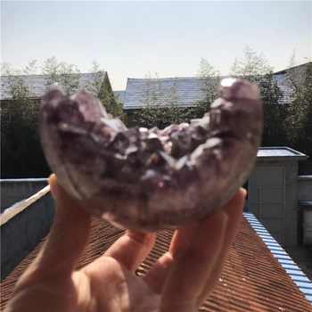 

nautral amethyst geode rock stone crystal quartz amethyst geode cluster reiki healing stone crystal love home decoration