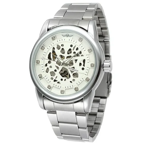 T-WINNER, Алмазный Скелет, дизайн, мужские часы, Лидирующий бренд, роскошные, автоматические, модные, спортивные, мужские наручные часы, мужские часы - Цвет: Silver White