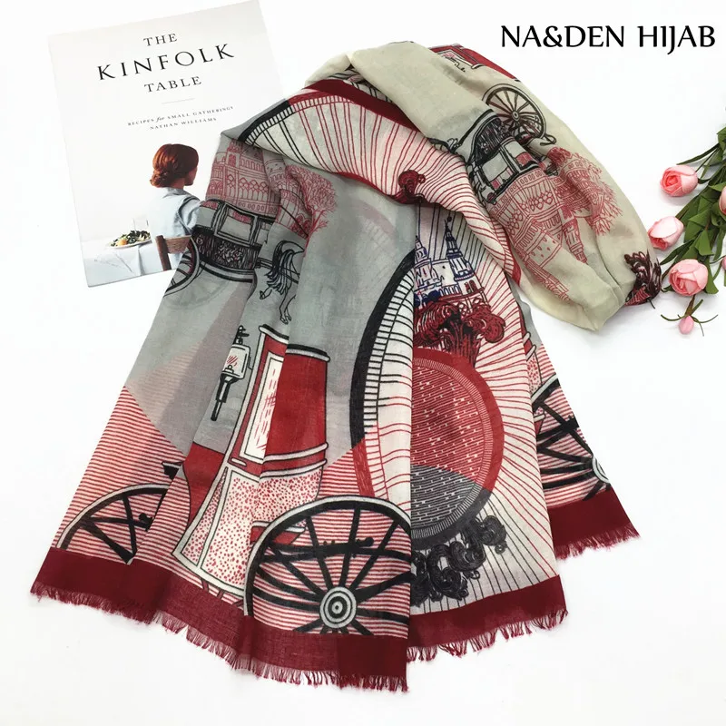 Горячая Распродажа мода мультфильм печати soild hijabs для женщин шарф виртуальный хлопок бандана мягкие мусульманские платки 10 шт./лот