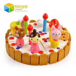 DIY Деревянный Торт ко дню рождения ролевые игры Дом Кухня игрушечные лошадки для детей детские обучения Развивающие творчески