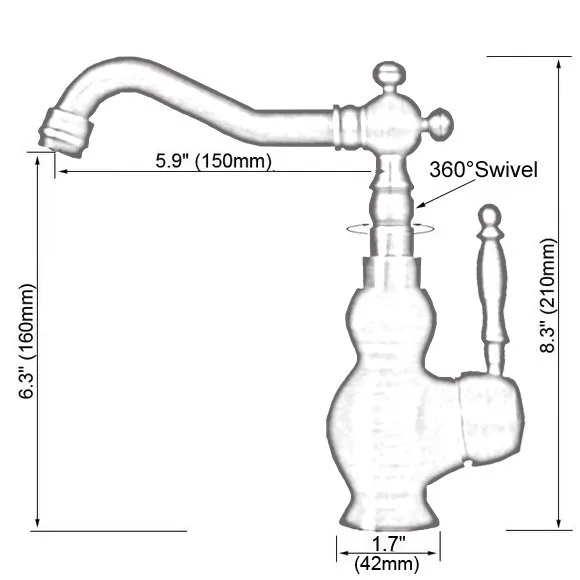 Polished Chrome Red Copper Brass Swivel Spout Single Lever Handle Kitchen/Bar Bathroom Sink Faucet Hot&Cold Mixer Tap anf914