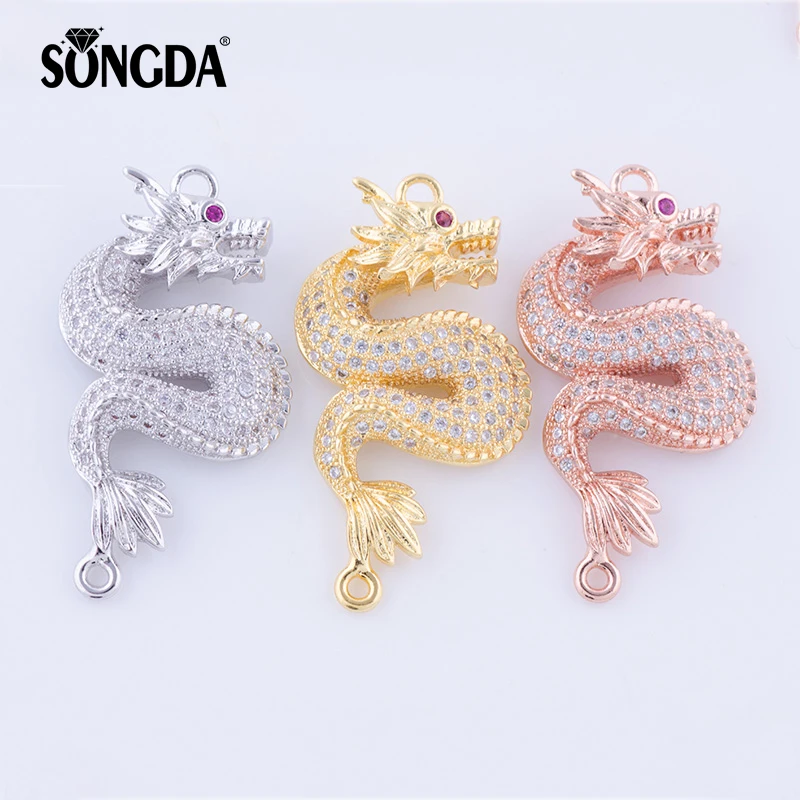 

SONGDA Ancient Mysterious Animal Dragon CZ Connector Chinese Style Copper Connector for Bracelets DIY Jewelry Making PL0327