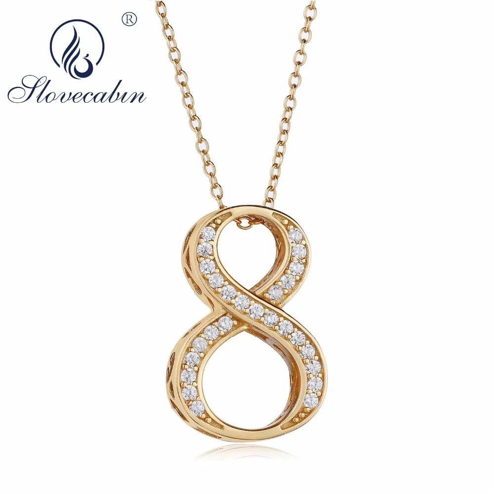 cheap Slovecabin 925 Sterling Silver Japanese Men Number 8 Pendant Necklace For Women Top Zircon Gold Color Fine 7 9 Number Necklace