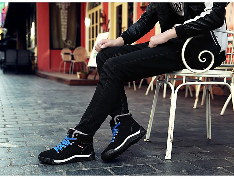 Gaorui/новые модные мужские зимние ботинки больших размеров теплые плюшевые ботильоны мужская зимняя рабочая обувь на шнуровке Повседневная обувь хит-цвета