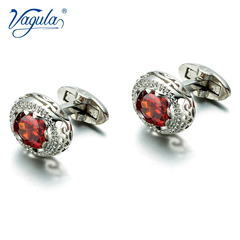 VAGULA Gemelos Classic Silver-color Red Rhineston Copper Cufflink Wedding Suit Shirt Buttons Cuff links 398 | Украшения и