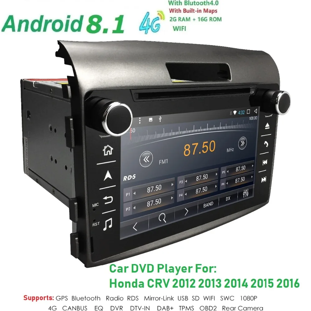 

Hizpo High quality Android 8.1 Fit HONDA CRV 2012-2016 GPS Navigation 7"Car Stereo 2DIN DVD Player Radio Bluetooth BT TV SWC DAB