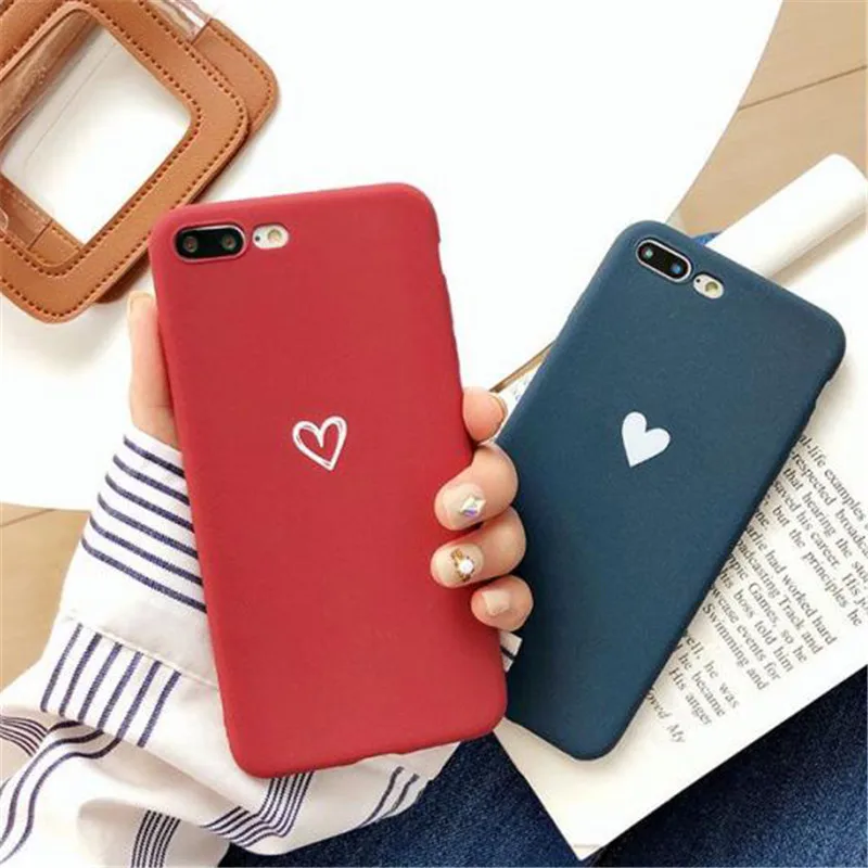 

Fashion Scrub Plain Color Simple Heart Pattern Case For Xiaomi Redmi 5X 6A 6X 8SE Lite A1 A2 Note 4 4X 5 5A 6 6A Pro S2 Cover