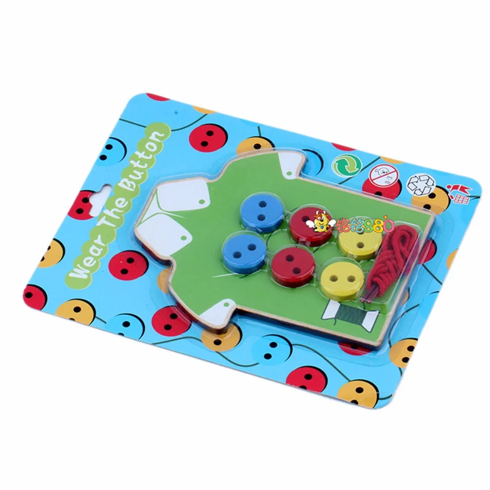 Montessori Education Child Hand Threading Board Beads Building Block