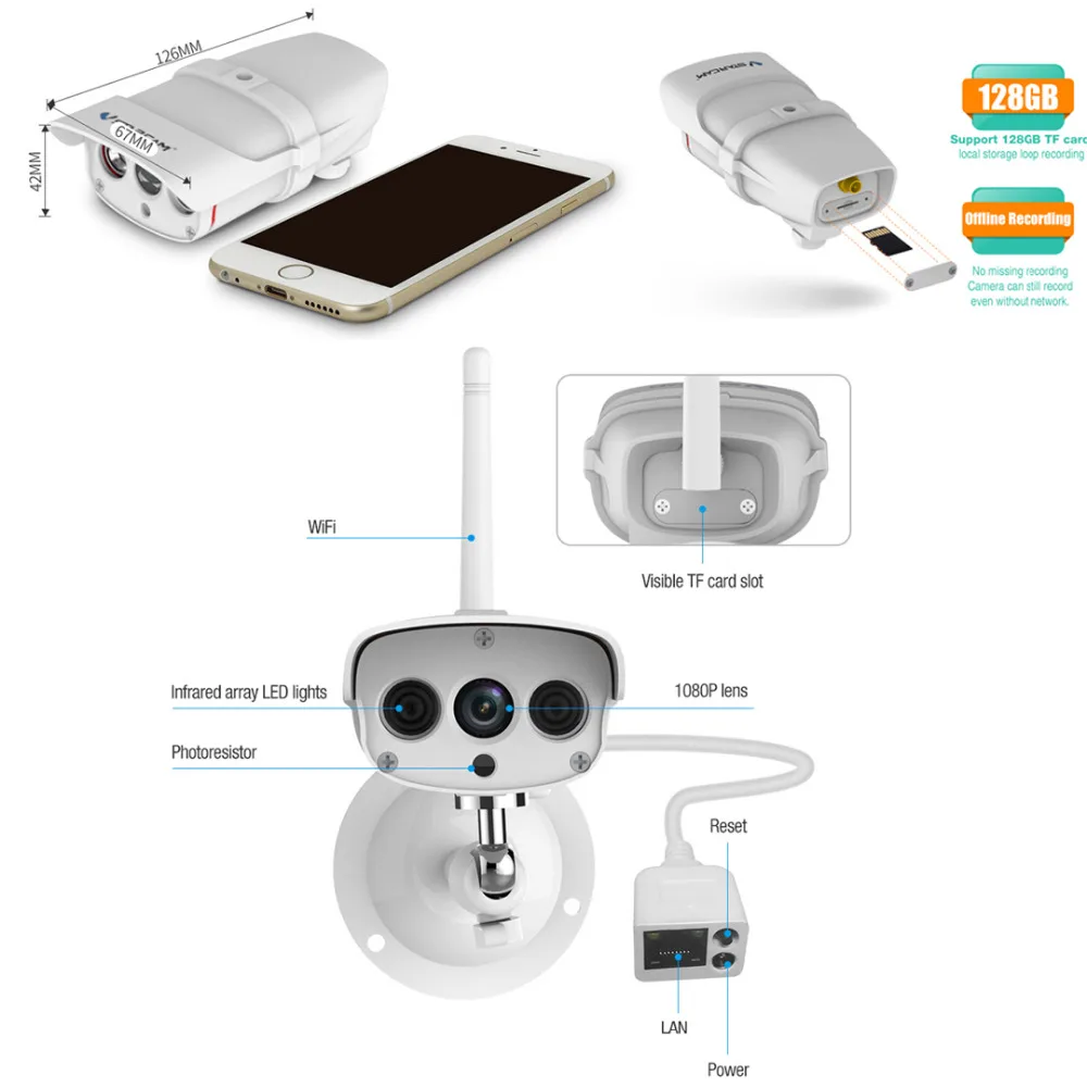 VStarcam C16S WiFi ip камера наружная 1080 P Водонепроницаемая безопасности IR ночного