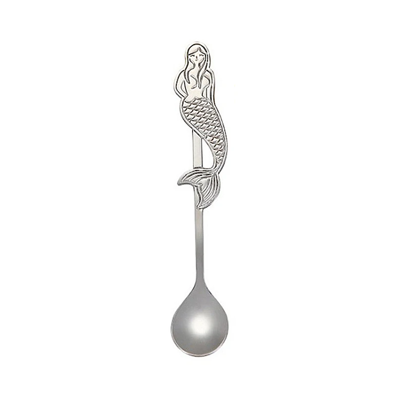 Silver 1 шт. красочная кофейная ложка с длинной ручкой 304 ложка для кофе из нержавеющей стали десерт, мороженое чайные ложки, кухонные принадлежности - Цвет: Silver