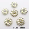 Fashion Hot 10Pcs 28mm Round alloy Diy jewelry Accessories Flat Back Imitation pearls Rhinestone Base Wholesale Handmade Fitting ► Photo 1/4