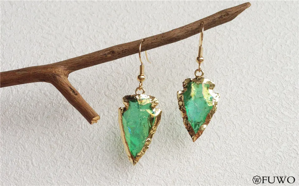 Natural Aura Crystal Quartz Earrings 11