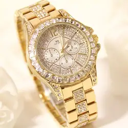 Роскошные женские часы 30 м водонепроницаемые кварцевые наручные часы со стразами стальной ремешок для часов модные дамские часы для