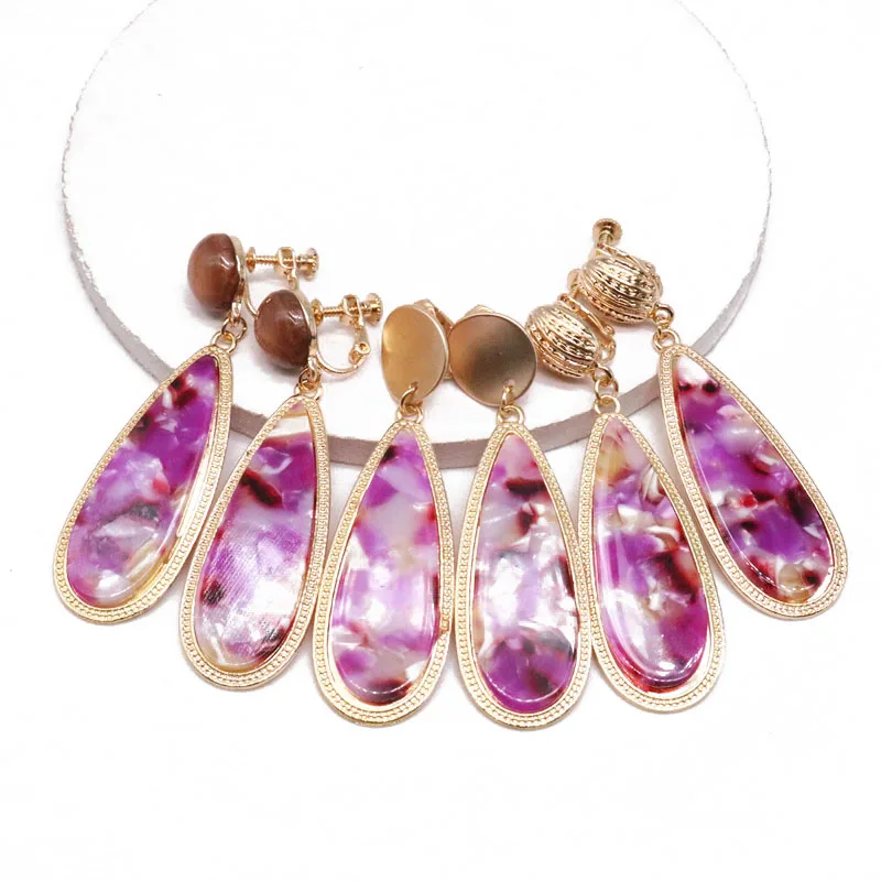 

Free Shipping Hot Pink Teardrop Sweet Clip Earring For Women