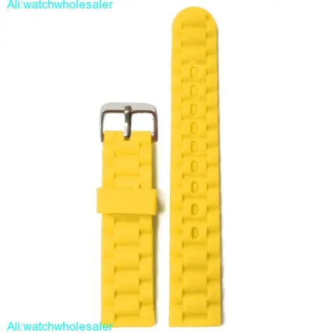 20mm Change Yellow Silicone Jelly Rubber Unisex Watch Band Straps WB1060C20JB