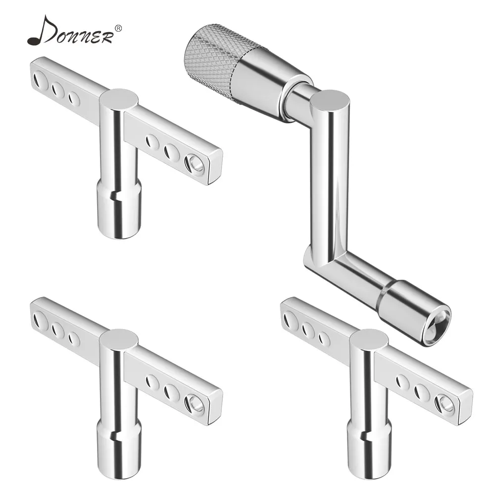 

Donner 4-Pack Standard Chrome Drum Keys With Hole + Continuous Motion Drum Tuner Speed Key Spinner Percussion Hardware Tool