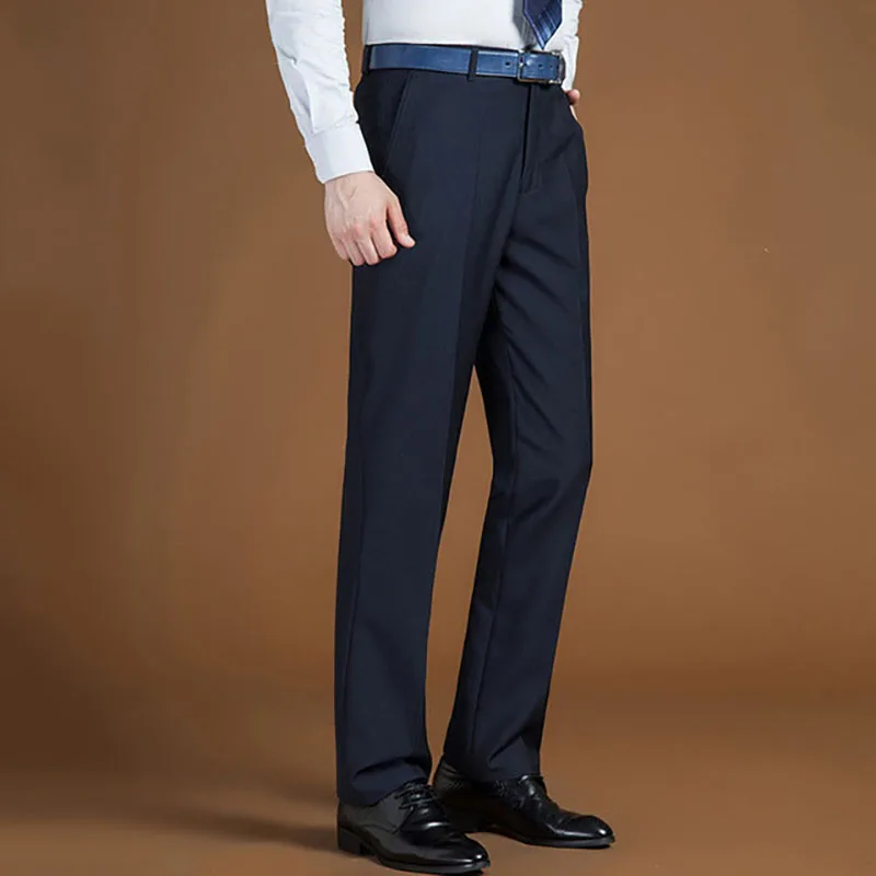 

Big Size 46-56 2019 Spring Autumn Straight Work Business Pants Male Formal Silk Office Classic Baggy Suit Long Trousers for Mens