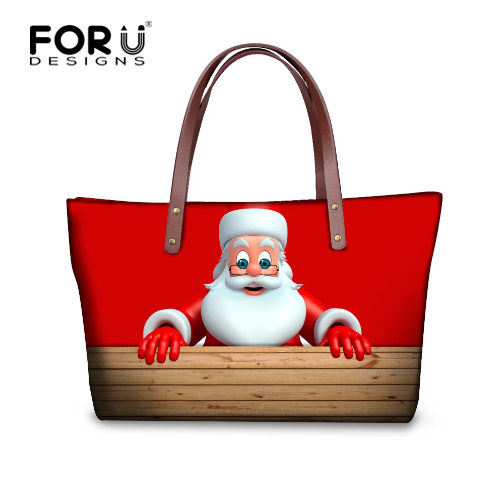 FORUDESIGNS/Рождественская дизайнерская женская сумка через плечо с Санта Клаусом