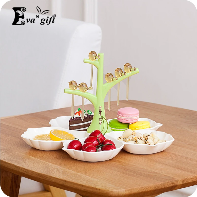 Three colors creative snack organizer storage box cuckoo fork unique styling can storage friut cake beautiful