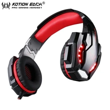 EACH G9000 red 3.5mm Gaming Headphone Stereo Bass Headset Headband with Mic LED Light for Computer/PS4 without retail package