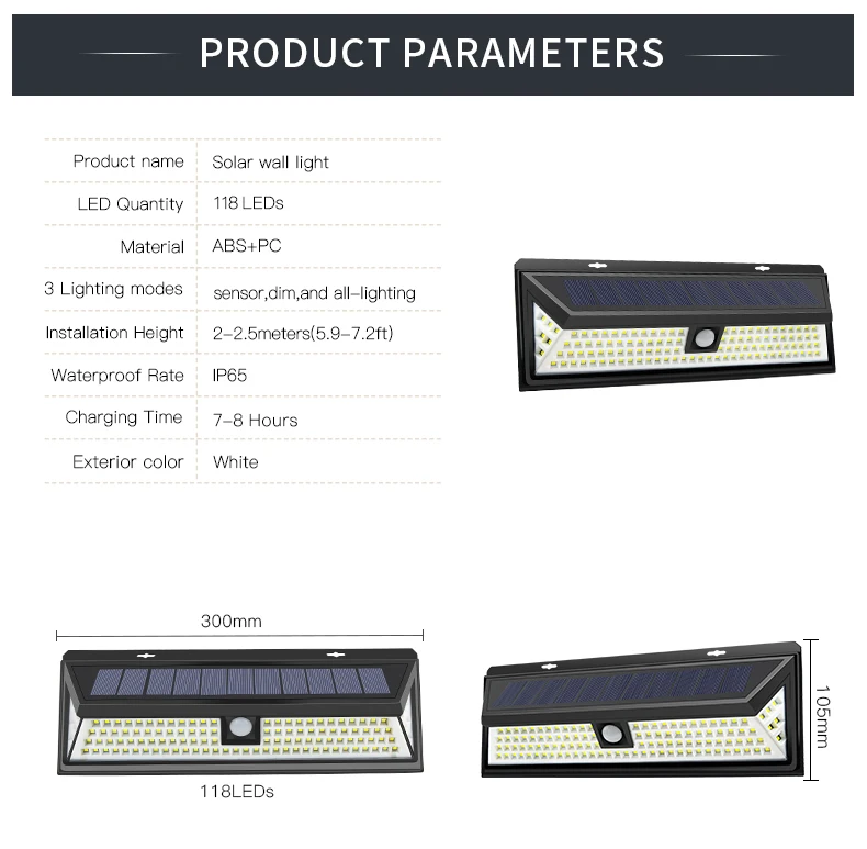 Умный вкл/выкл Ночной светильник на солнечной энергии 118 светодиодов Супер ярче открытый сад настенный светильник тропинка дверь ночной безопасности ночное освещение