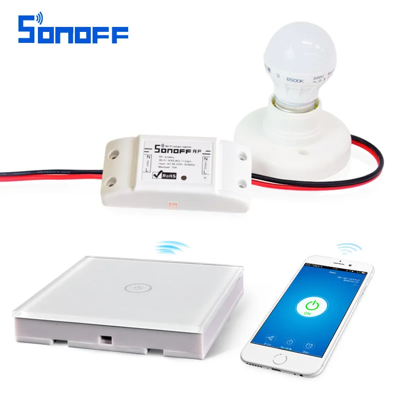 

Sonoff RF+transmitter WiFi Smart Switch Interruptor 433Mhz RF Receiver Intelligent Remote Wireless Control For Smart Home