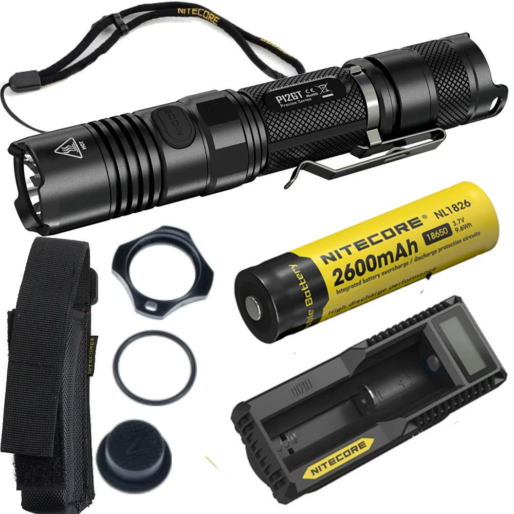 

NITECORE P12GT 1000 Lumen CREE LED 350 yards long throw tactical flashlight with UM10 charger and 18650 2600mAh battery