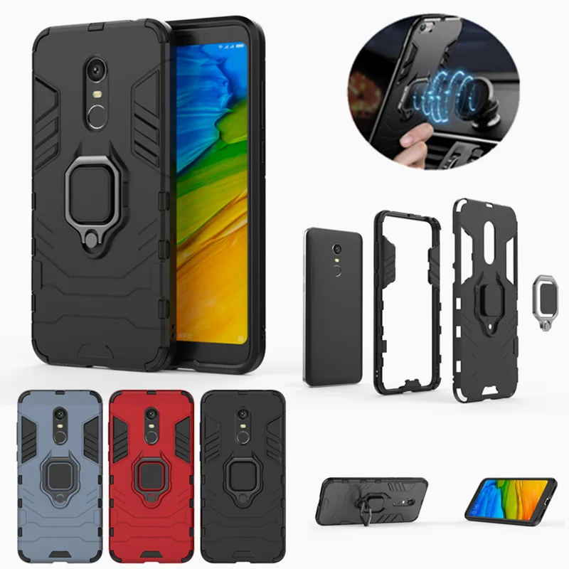 

Car Magnetic Ring Case For Xiaomi Redmi 5 plus Armor Shockproof Hybrid Stand Hard Back Cover For Redmi 5 plus Full Coque Capa