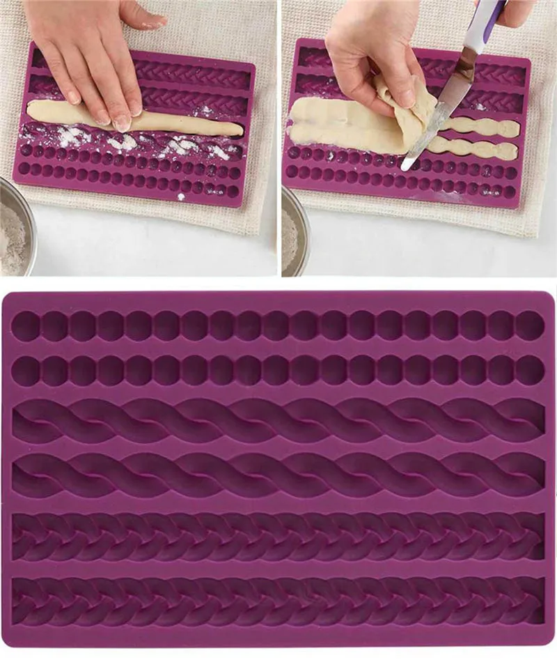 3D Pearl Knit Rope Silicone Fondant Mould Cake Border Decorating Molds Gumpaste Kitchen DIY Baking Decorating Cake Tools  1