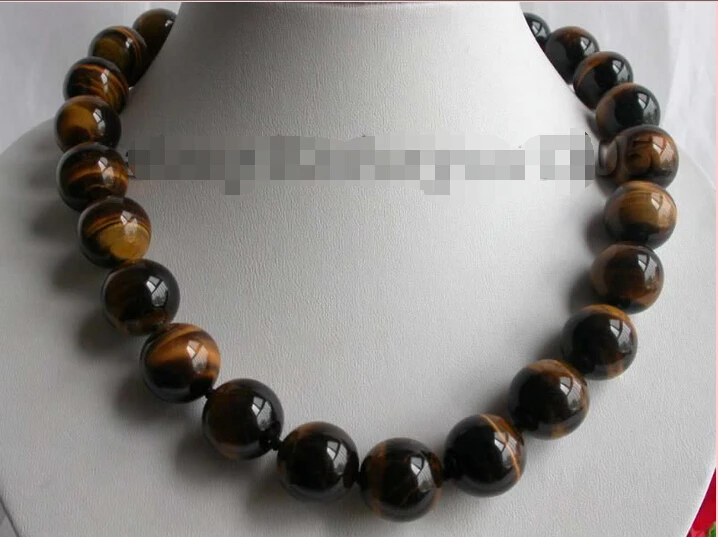 

Stunning Natural 16mm Round Tiger Eyes Necklace!