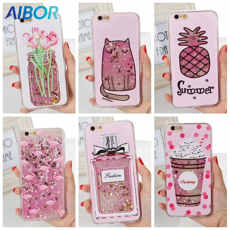 AIBOR glitter liquid quicksand Paris Iron tower font b baby b font milk bottle drink cat