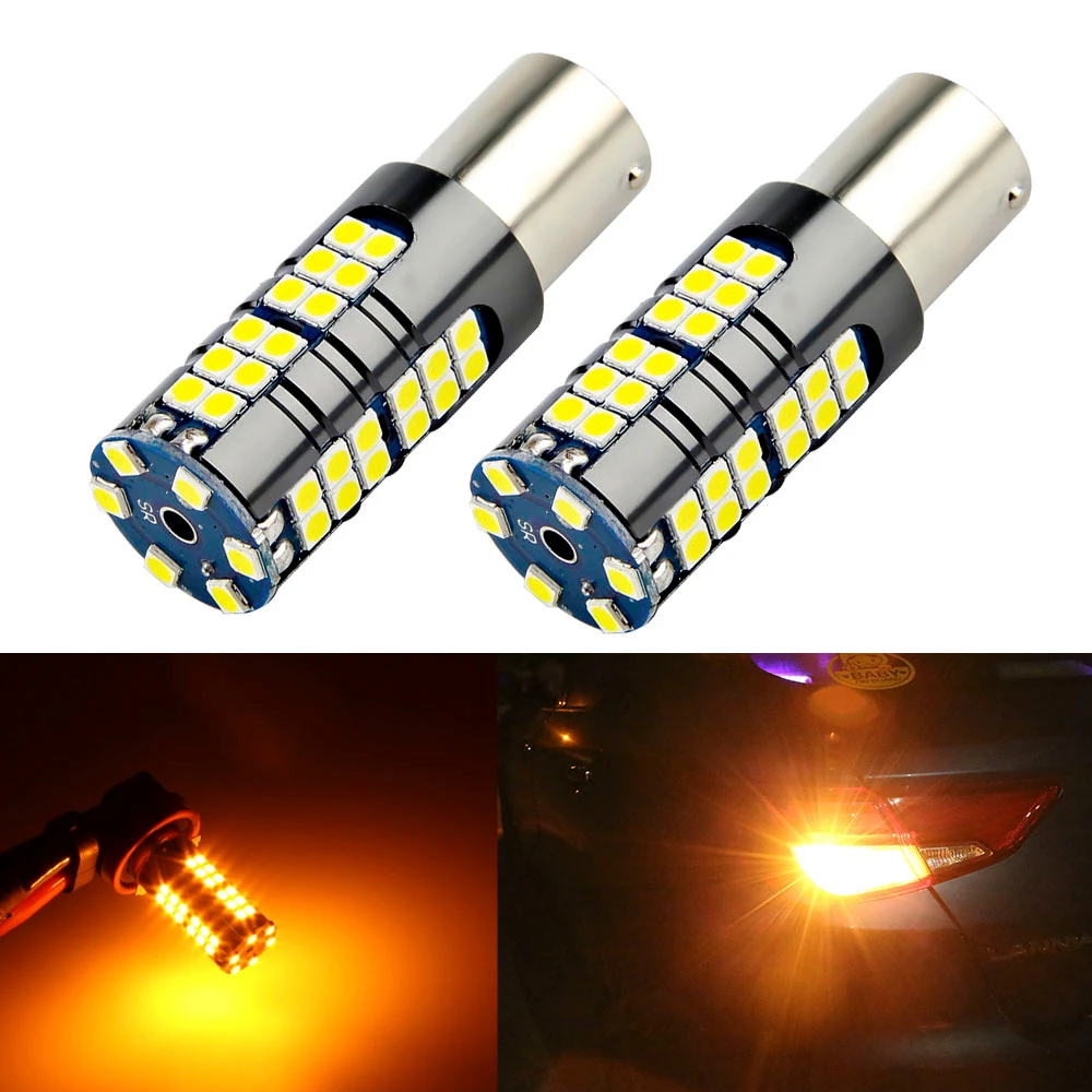 2 шт. 1156 P21W светодиодный BA15S PY21W BAU15S 3030 54 SMD без ошибок сигнал поворота Canbus 6000K