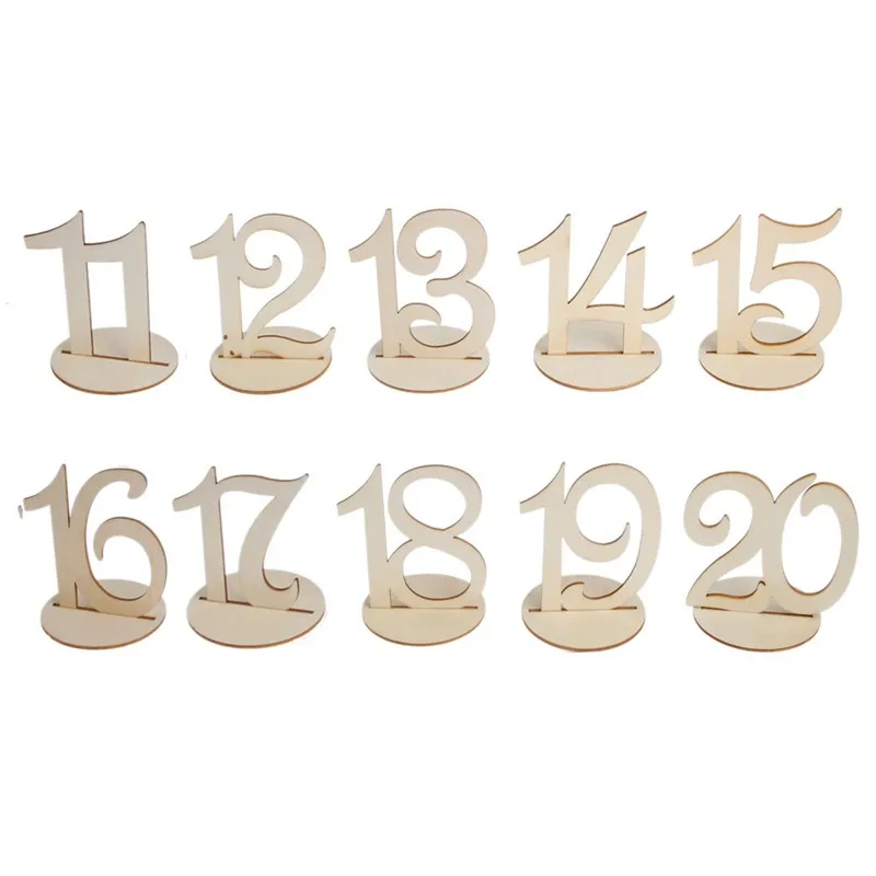 1-10/11-20 деревянный стол Набор цифр с основанием День рождения Свадебная вечеринка Декор