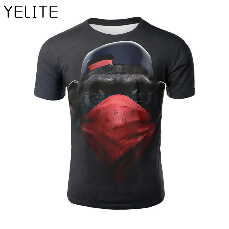 YELITE orangutan 3D Футболка с принтом Funnuy Красная маска футболки коротким рукавом