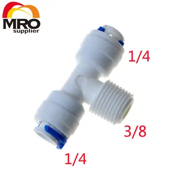 

2 pcs 3/8" Male 1/4" Tube OD Hose Type T Quick Connection RO Water Connector Fittings Reverse Osmosis Aquarium System ST006D