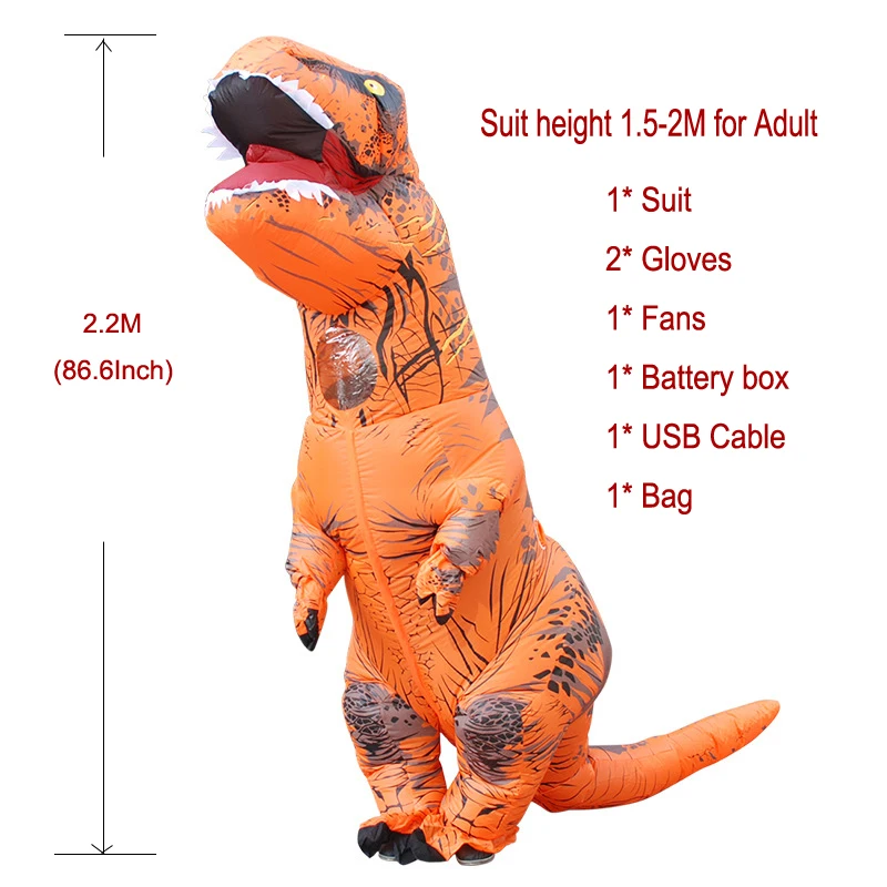 

Adult T-REX Inflatable Costume Christmas Cosplay Dinosaur Animal Jumpsuit Halloween Purim Costume for Kids Women Men