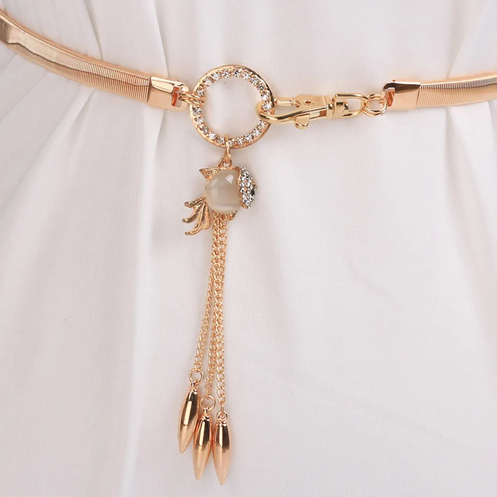 ChamsGend ремни для женщин модная подвеска в виде золотой рыбки металлическая цепь стиль пояс цепь тела A2