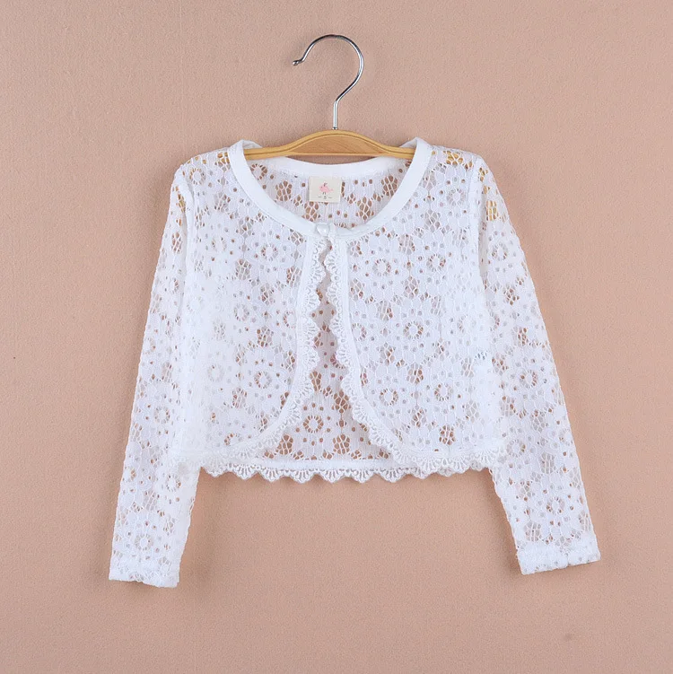 

White Lace Hollow Pattern Girls Cardigan Jacket Beach Outerwear Roseo Pink Girl Coat For Girl Clothes 1 2 3 4 5 6 8 Years 185051