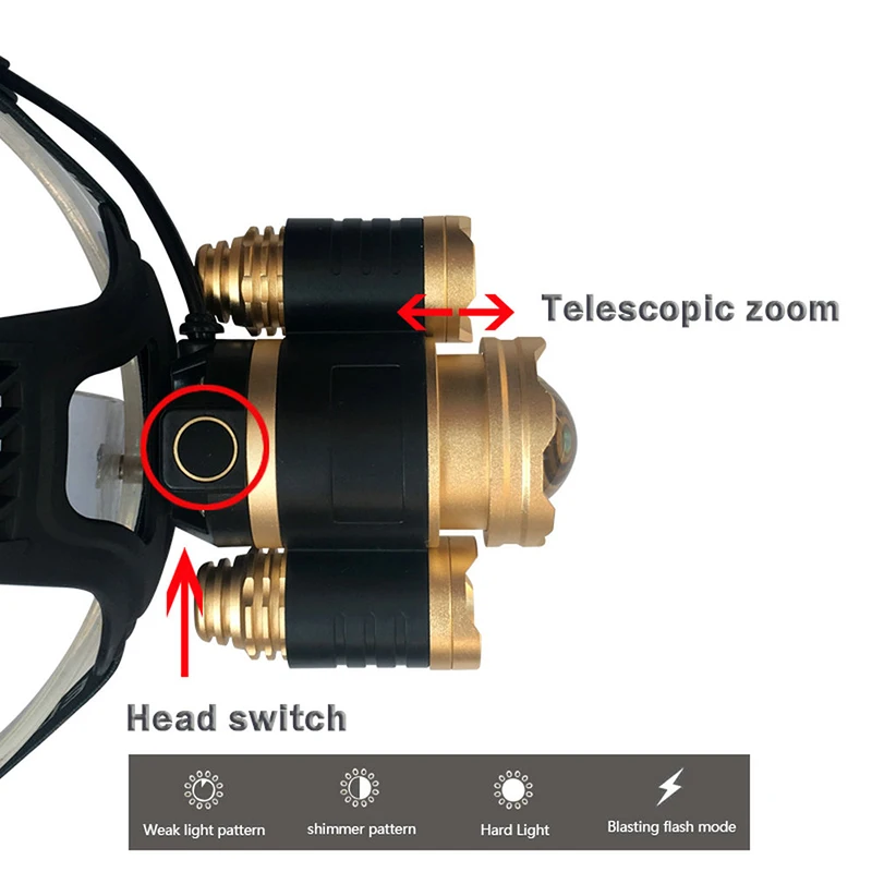 Белый желтый светильник 3T6 cree xml t6, светодиодный налобный фонарь, налобный светильник, перезаряжаемый светильник-вспышка, налобный фонарь, водонепроницаемый